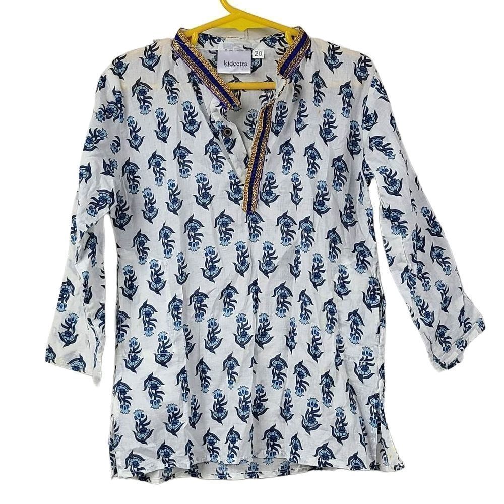Toddler Boys 2T White Print Kurta Kidcetra Cotton Indian Pakistani Kurti
